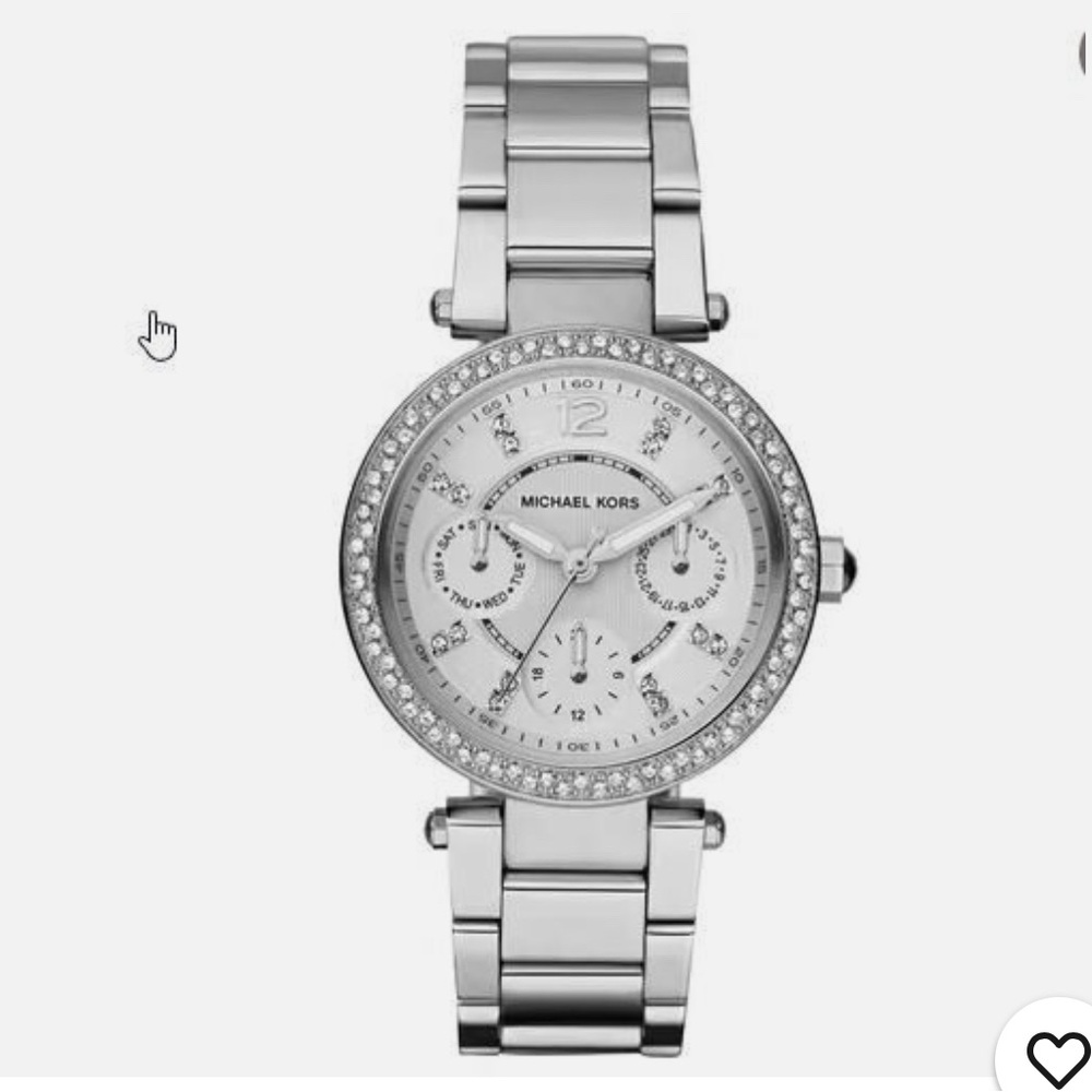 Michael Kors MK-5615 PARKER Silver & Pave Crystals Chrono Quartz Women's Watch